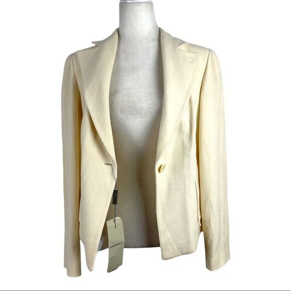 New Emporio Armani Single-breasted Fitted High/low Peplum Blazer Size 12 - Picture 11 of 15